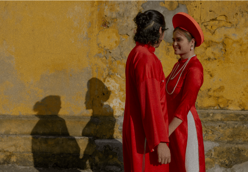 Matt and Ella in red